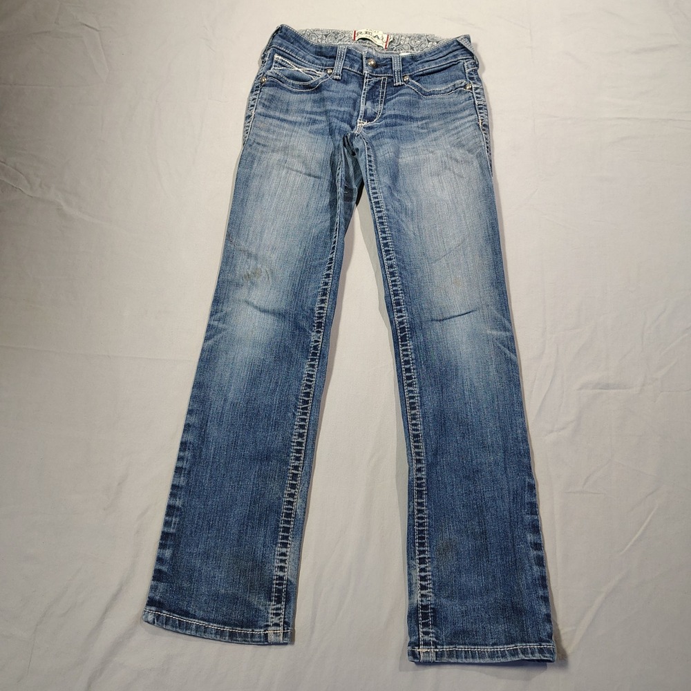 Ariat Jeans Womens 28R REAL Mid Rise Stretch Stackable Straight Contrast Stitch